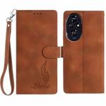 For Honor 200 Skin Feel Embossed Feather Leather Phone Case(Brown)