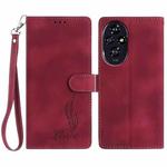 For Honor 200 Skin Feel Embossed Feather Leather Phone Case(Red)