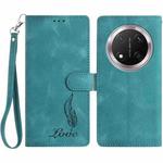 For Honor X9c Skin Feel Embossed Feather Leather Phone Case(Green)