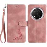 For Honor X9c Skin Feel Embossed Feather Leather Phone Case(Pink)