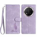 For Honor X9c Skin Feel Embossed Feather Leather Phone Case(Purple)