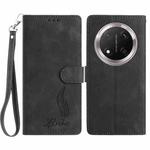 For Honor X9c Skin Feel Embossed Feather Leather Phone Case(Black)