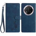 For Honor X9c Skin Feel Embossed Feather Leather Phone Case(Dark Blue)