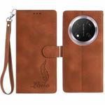 For Honor X9c Skin Feel Embossed Feather Leather Phone Case(Brown)