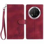 For Honor X9c Skin Feel Embossed Feather Leather Phone Case(Red)
