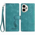For Honor 400 Global 156.5mm Skin Feel Embossed Feather Leather Phone Case(Green)