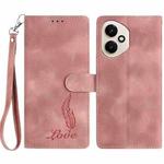 For Honor 400 Global 156.5mm Skin Feel Embossed Feather Leather Phone Case(Pink)