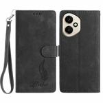 For Honor 400 Global 156.5mm Skin Feel Embossed Feather Leather Phone Case(Black)