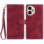 For Honor 400 Global 156.5mm Skin Feel Embossed Feather Leather Phone Case(Red)