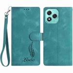 For Honor 400 Lite Global Skin Feel Embossed Feather Leather Phone Case(Green)