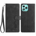 For Honor 400 Lite Global Skin Feel Embossed Feather Leather Phone Case(Black)