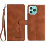 For Honor 400 Lite Global Skin Feel Embossed Feather Leather Phone Case(Brown)