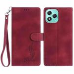 For Honor 400 Lite Global Skin Feel Embossed Feather Leather Phone Case(Red)