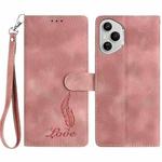 For Honor 400 Pro Global 160.8mm Skin Feel Embossed Feather Leather Phone Case(Pink)