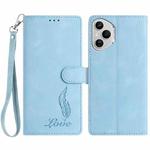 For Honor 400 Pro Global 160.8mm Skin Feel Embossed Feather Leather Phone Case(Light Blue)