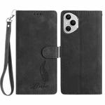For Honor 400 Pro Global 160.8mm Skin Feel Embossed Feather Leather Phone Case(Black)
