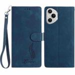 For Honor 400 Pro Global 160.8mm Skin Feel Embossed Feather Leather Phone Case(Dark Blue)