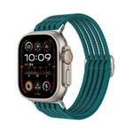 For Apple Watch 46mm / 49mm / 45mm / 44mm Breathable Nylon Fish Line Weaving Watch Band(Teal Green)