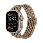 For Apple Watch 46mm / 49mm / 45mm / 44mm Breathable Nylon Fish Line Weaving Watch Band(Milk Tea)