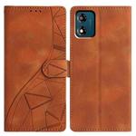 For Motorola Moto E13 Triangles Embossed Leather Phone Case(Brown)