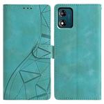 For Motorola Moto E13 Triangles Embossed Leather Phone Case(Green)