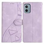 For Motorola Moto E15 Triangles Embossed Leather Phone Case(Purple)