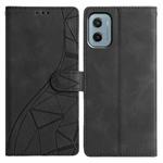 For Motorola Moto E15 Triangles Embossed Leather Phone Case(Black)