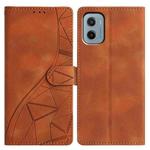For Motorola Moto E15 Triangles Embossed Leather Phone Case(Brown)