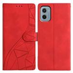 For Motorola Moto E15 Triangles Embossed Leather Phone Case(Red)