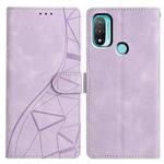 For Motorola Moto E20 / E30 / E40 Triangles Embossed Leather Phone Case(Purple)