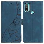 For Motorola Moto E20 / E30 / E40 Triangles Embossed Leather Phone Case(Blue)