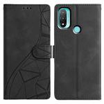 For Motorola Moto E20 / E30 / E40 Triangles Embossed Leather Phone Case(Black)