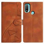 For Motorola Moto E20 / E30 / E40 Triangles Embossed Leather Phone Case(Brown)