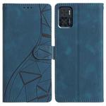For Motorola Moto E22 Triangles Embossed Leather Phone Case(Blue)