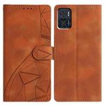 For Motorola Moto E22 Triangles Embossed Leather Phone Case(Brown)