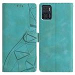 For Motorola Moto E22 Triangles Embossed Leather Phone Case(Green)