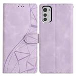 For Motorola Moto E32 Triangles Embossed Leather Phone Case(Purple)