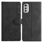 For Motorola Moto E32 Triangles Embossed Leather Phone Case(Black)