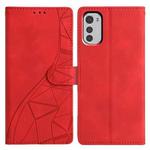For Motorola Moto E32 Triangles Embossed Leather Phone Case(Red)
