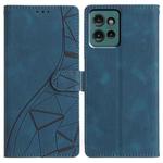 For Motorola Edge 50 Triangles Embossed Leather Phone Case(Blue)