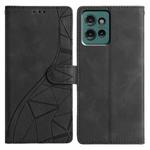 For Motorola Edge 50 Triangles Embossed Leather Phone Case(Black)