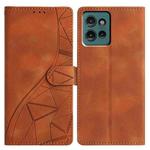 For Motorola Edge 50 Triangles Embossed Leather Phone Case(Brown)