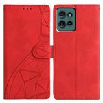 For Motorola Edge 50 Triangles Embossed Leather Phone Case(Red)