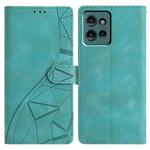 For Motorola Edge 50 Triangles Embossed Leather Phone Case(Green)