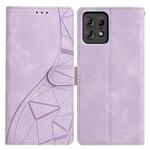 For Motorola Edge 50 Pro Triangles Embossed Leather Phone Case(Purple)