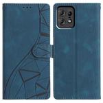 For Motorola Edge 50 Pro Triangles Embossed Leather Phone Case(Blue)