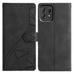 For Motorola Edge 50 Pro Triangles Embossed Leather Phone Case(Black)