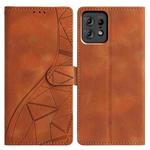 For Motorola Edge 50 Pro Triangles Embossed Leather Phone Case(Brown)