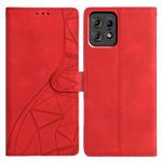 For Motorola Edge 50 Pro Triangles Embossed Leather Phone Case(Red)