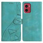 For Motorola Moto G05 Triangles Embossed Leather Phone Case(Green)